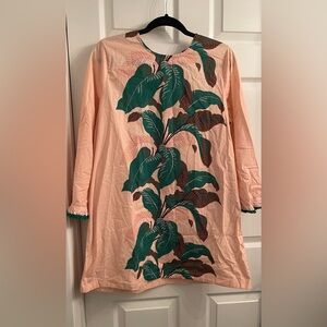Tuckernuck Peach Dress with Green Leaf Pattern